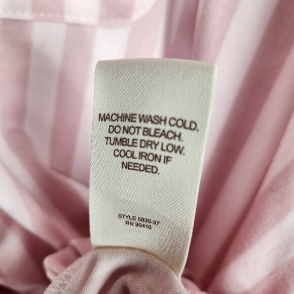 Laura Ashley Pink Stripe Knit Pajamas SZ M Button Front Contrasting Trim - Picture 10 of 14